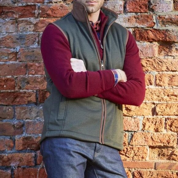 Alan Paine Other - *NEW Alan Paine Aylsham Mens Fleece Green Herringbone Waistcoat Size Medium